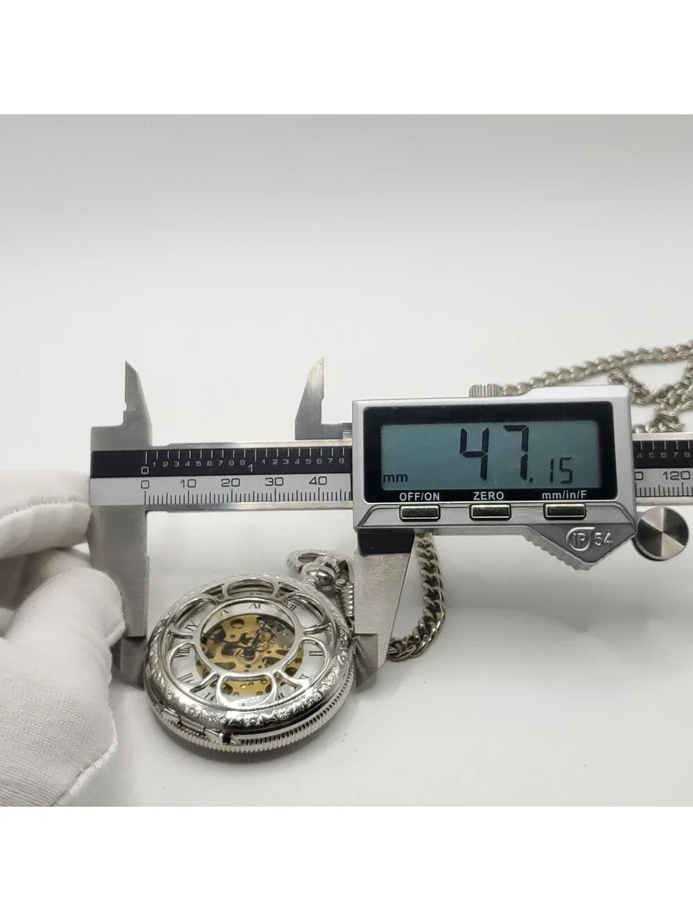 Steam Punk Mechanical Pocket Silver 47mm Pocket Watch With Chain